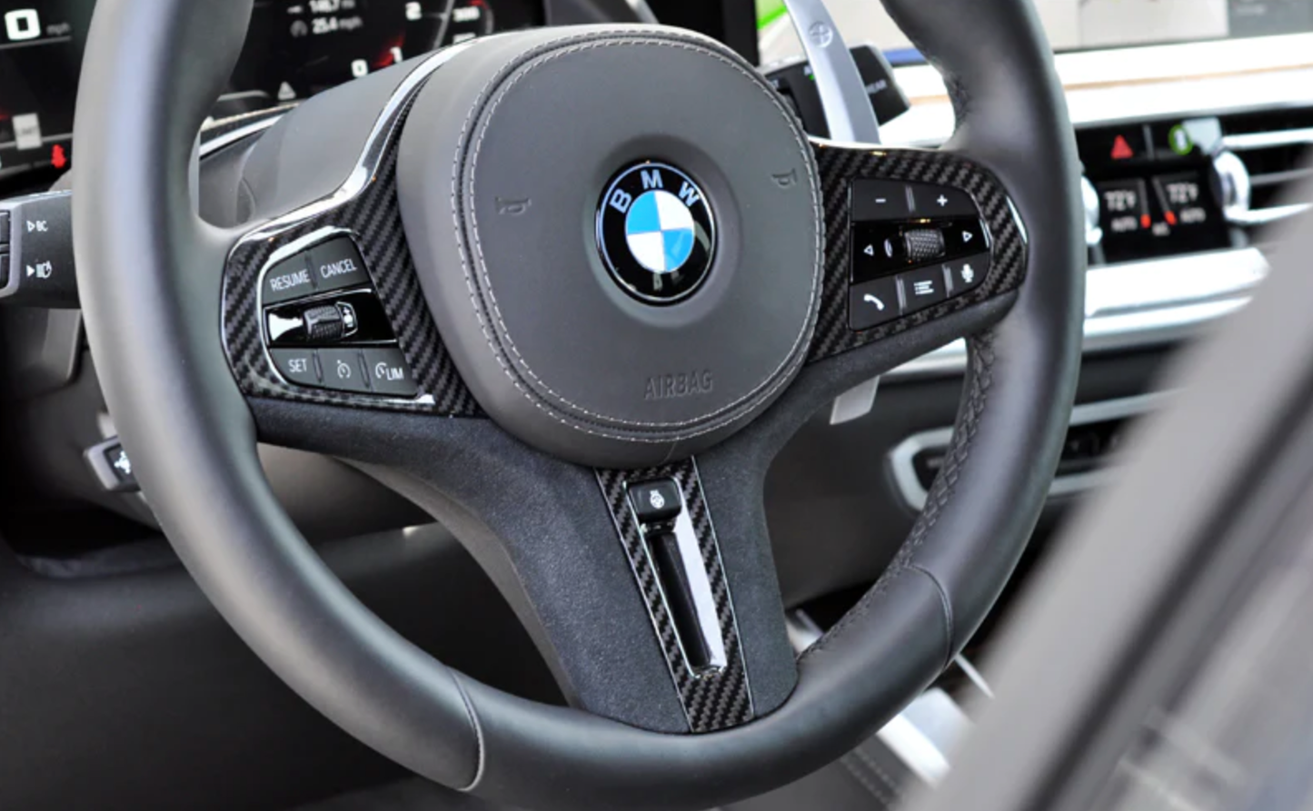 CARBON FIBER ALCANTARA STEERING WHEEL TRIM - BMW 3 SERIES G20/G28